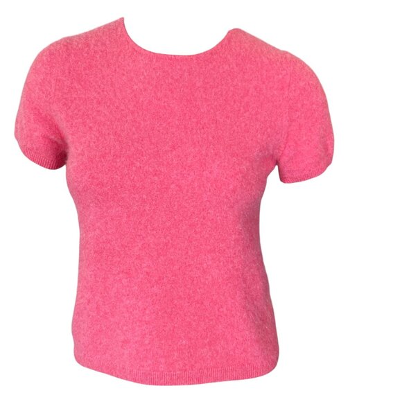 Lands’ End Pink Short Sleeve Cashmere Sweater Tee Sz M(8/10) #138P - Picture 1 of 9